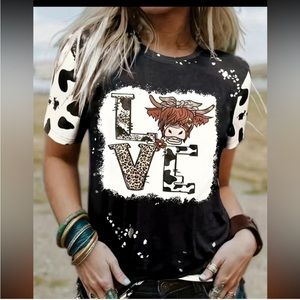 Western Cow LOVE Vintaged Trendy T-Shirt 🖤🤎🤍